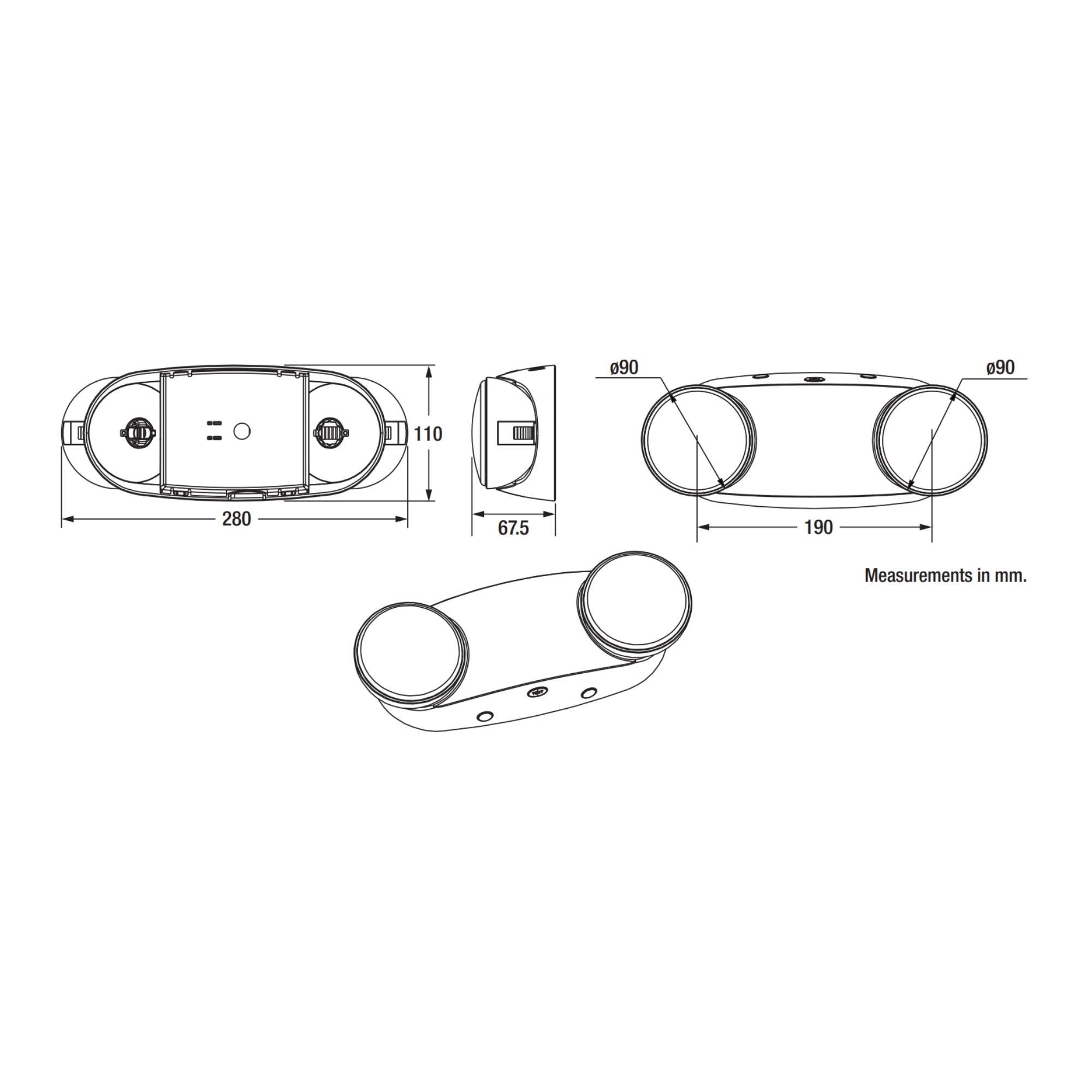 LED Emergency Light, 2W, 220lm, Surface Mount, White - Bees Lighting