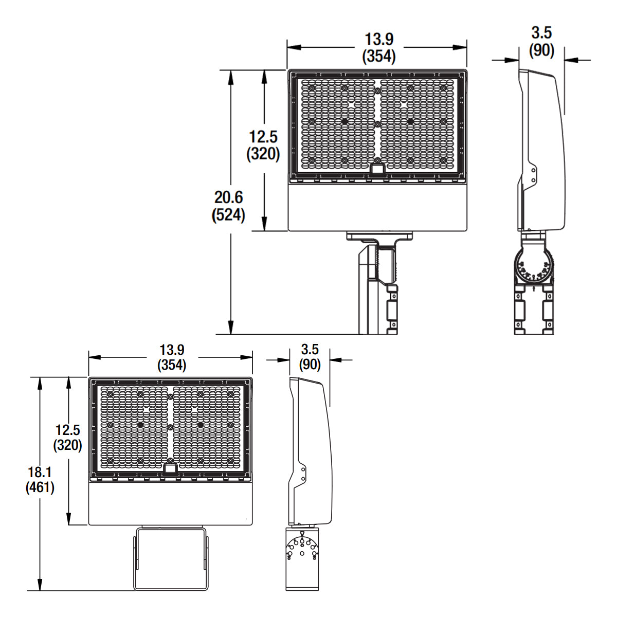 LED Flood Light, 34000 Lm, 255W, 30K/40K/50K, Slipfitter & Trunnion, 120-277V - Bees Lighting