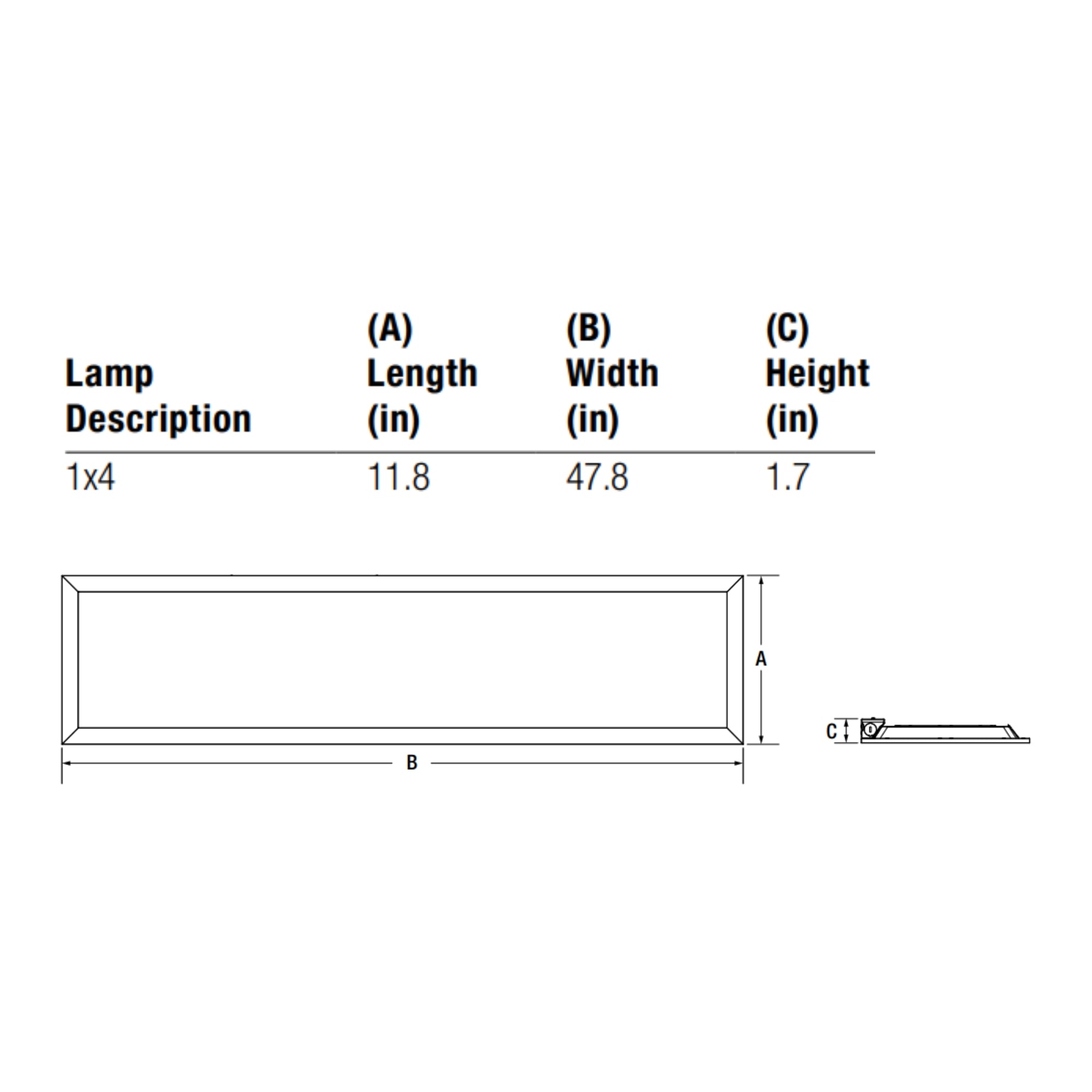 1x4 LED Panel Light, 3300 Lumens, 30W, 35K/40K/50K, 120-277V