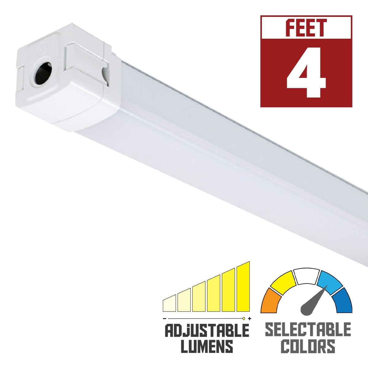 4ft LED Tri Proof Vapor Light, Adjustable 50 Watts 5750 Lumens, Selectable CCT 35K/40K/50K, 120/277V