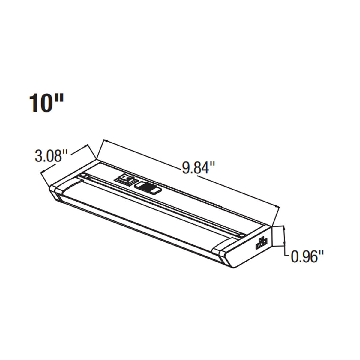 10 Inch Under Cabinet LED Light with Tilting Lens, 450 Lumens, Interconnectable, CCT Selectable 27K/30K/40K, 120V - Bees Lighting