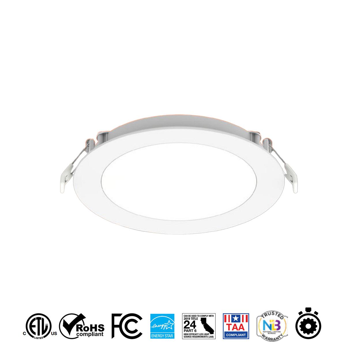 3 inch LED Slim Microdisk Canless Recessed Light, 6.5 Watt, 500 Lumens, Selectable CCT, 2700K to 5000K, 120V