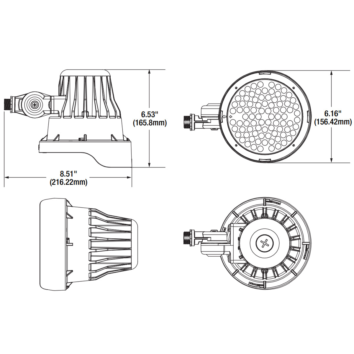 LED Bullet Spotlight, 4200Lm, 15|25|40° Flood Optics, 30K|40K|50K, 120-347V - Bees Lighting