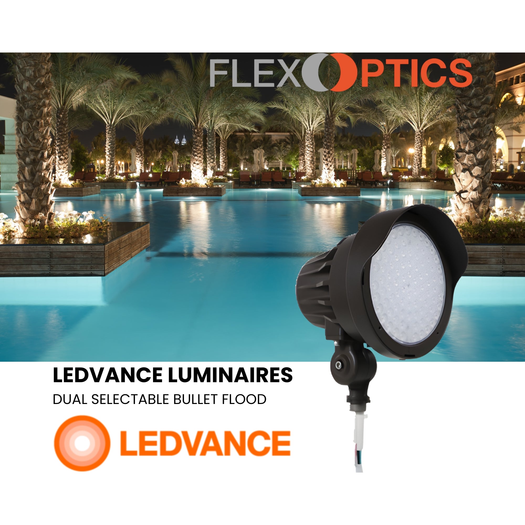 LED Bullet Spotlight, 4200Lm, 15|25|40° Flood Optics, 30K|40K|50K, 120-347V, Black