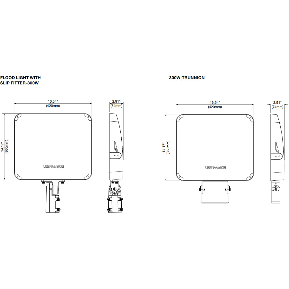 LED Flood Light, 45000 lm, 300W, 30K|40K|50K, Slipfitter & Trunnion, 120-347V - Bees Lighting