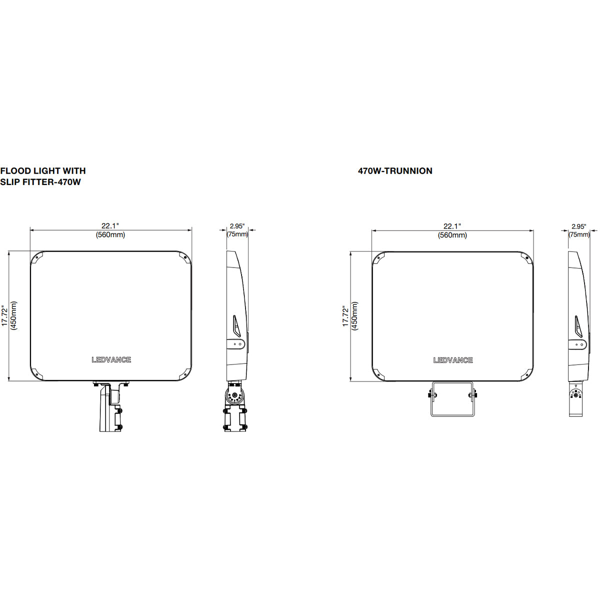 LED Flood Light, 70500 lm, 470W, 30K|40K|50K, Slipfitter & Trunnion, 120-347V - Bees Lighting