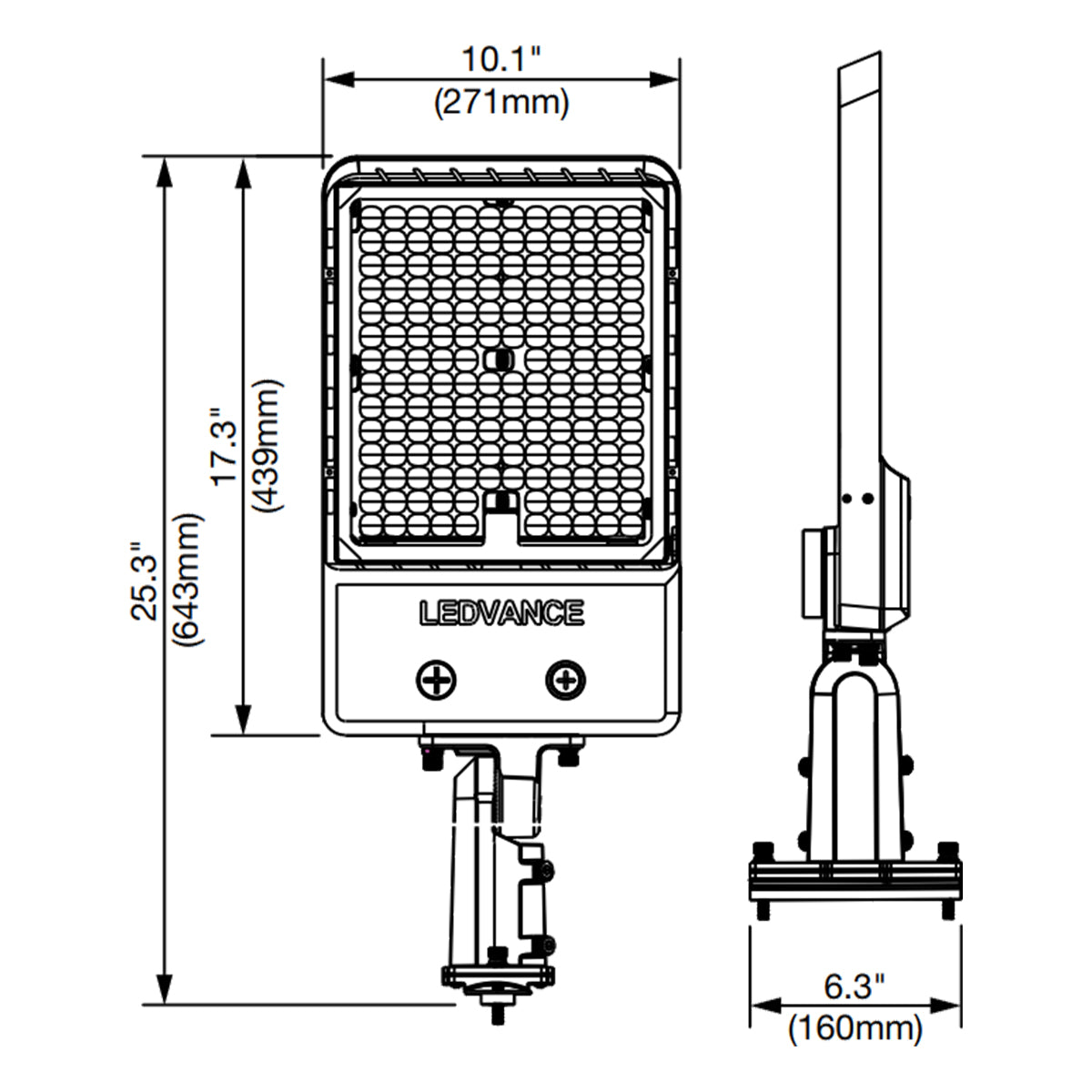 LED Pole Light, 40-80W, 12000lm, 30K/40K/50K, 120-347V, Slipfitter/Pole Mount, Bronze - Bees Lighting