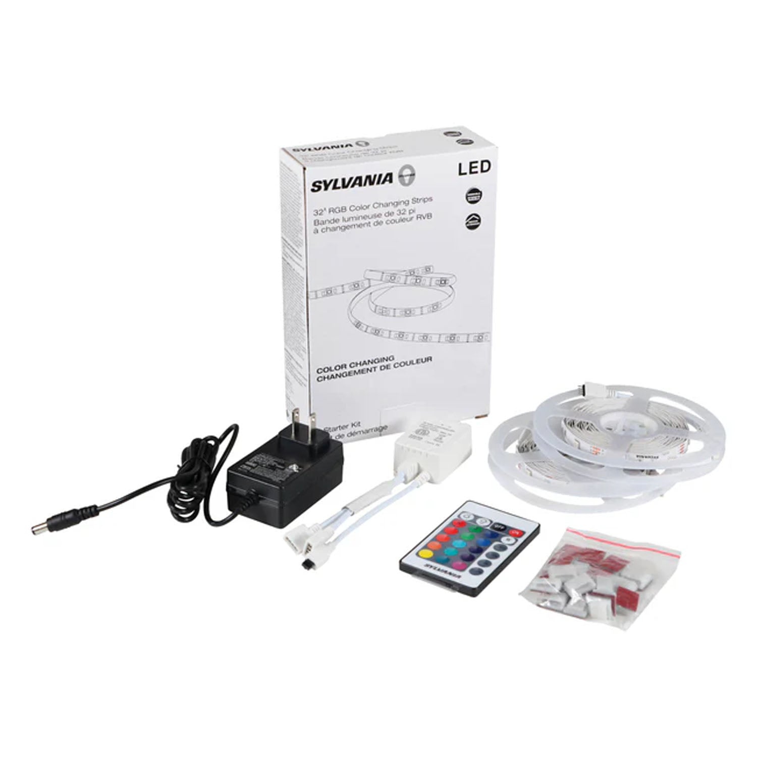 Sylvania 32Ft RGB Flexible Light Strip Starter Kit, 16 Dimmable Colors with RF Remote Control - Bees Lighting