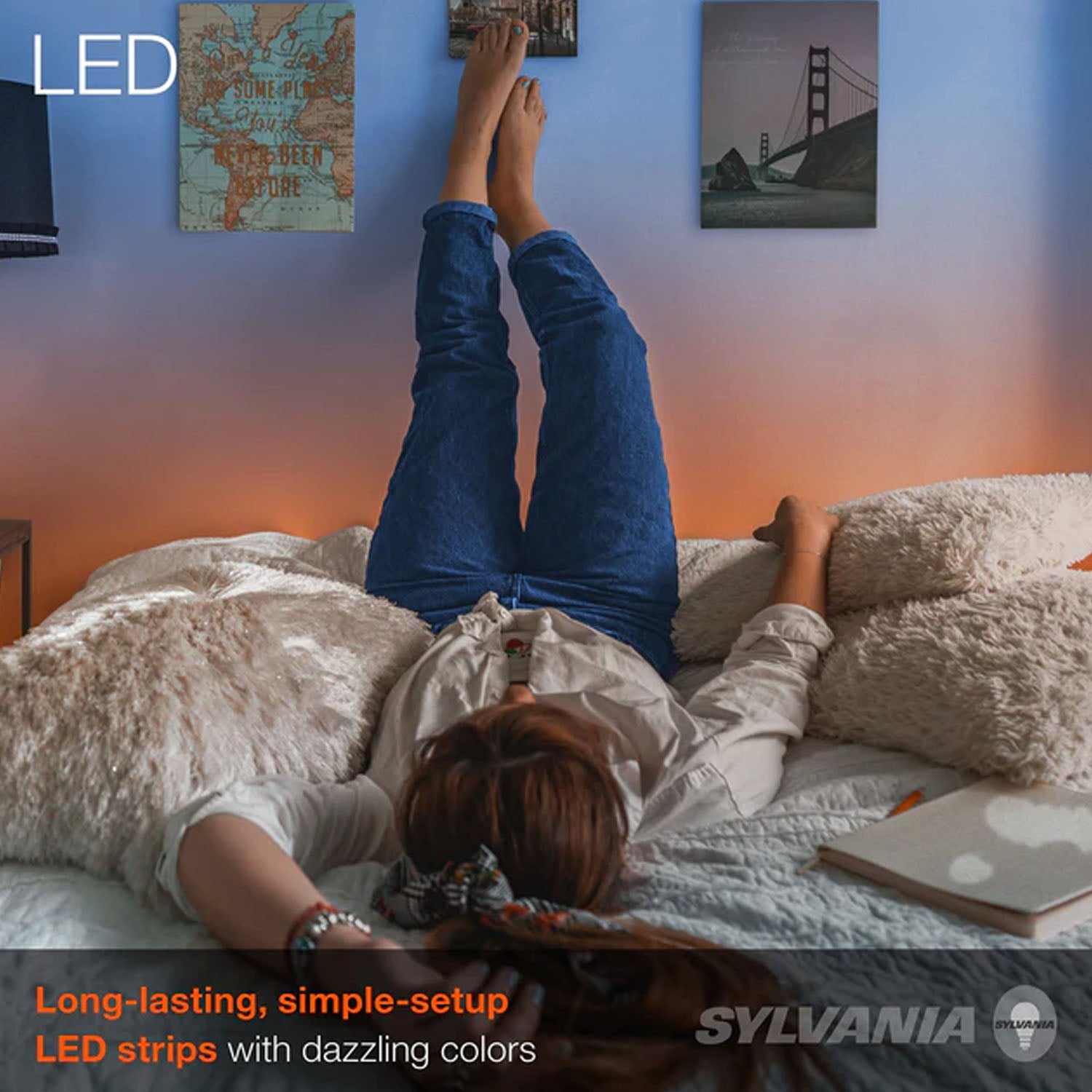 Sylvania 32Ft RGB Flexible Light Strip Starter Kit, 16 Dimmable Colors with RF Remote Control - Bees Lighting