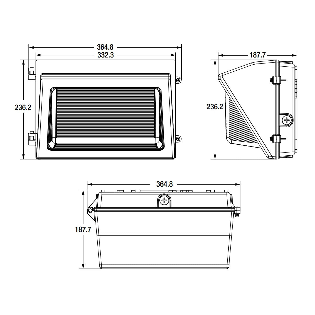 LED Wall Pack, 8100 Lumens, 60 Watts, 30K/40K/50K, On/Off Photocell, 120-277V - Bees Lighting