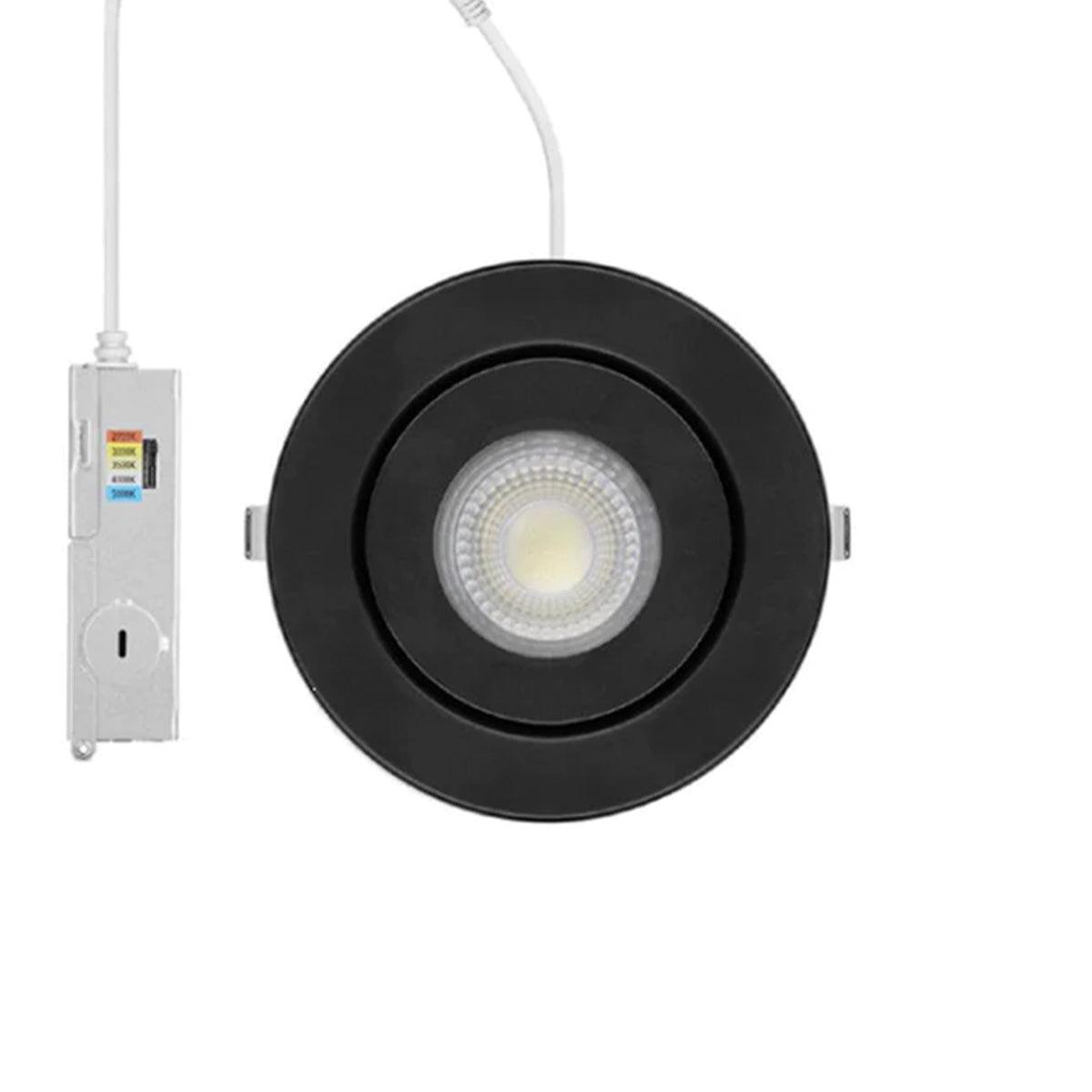 6 inch LED Gimbal Retrofit Downlight, 13 Watt, 950 Lumens, Selectable CCT, 2700K to 5000K, Adjustable Trim, Black Finish - Bees Lighting