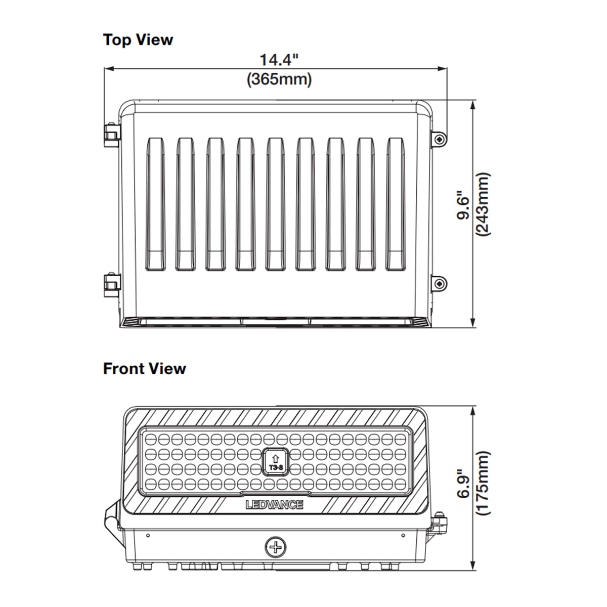 LED Cutoff Wall Pack, 9000Lm, 60W, 30K/40K/50K, 120-347V - Bees Lighting