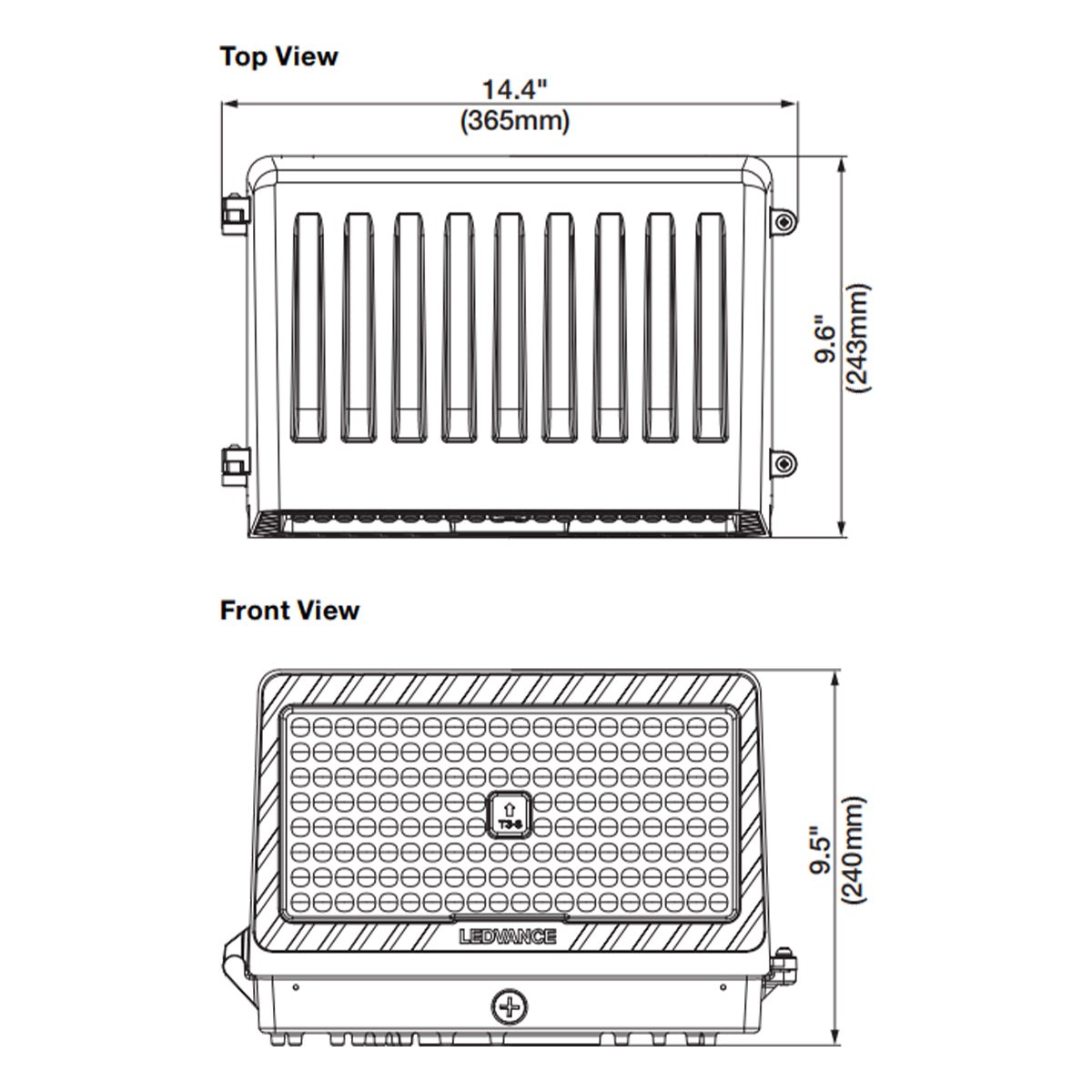 LED Cutoff Wall Pack, 15000Lm, 100W, 30K/40K/50K, 120-347V - Bees Lighting