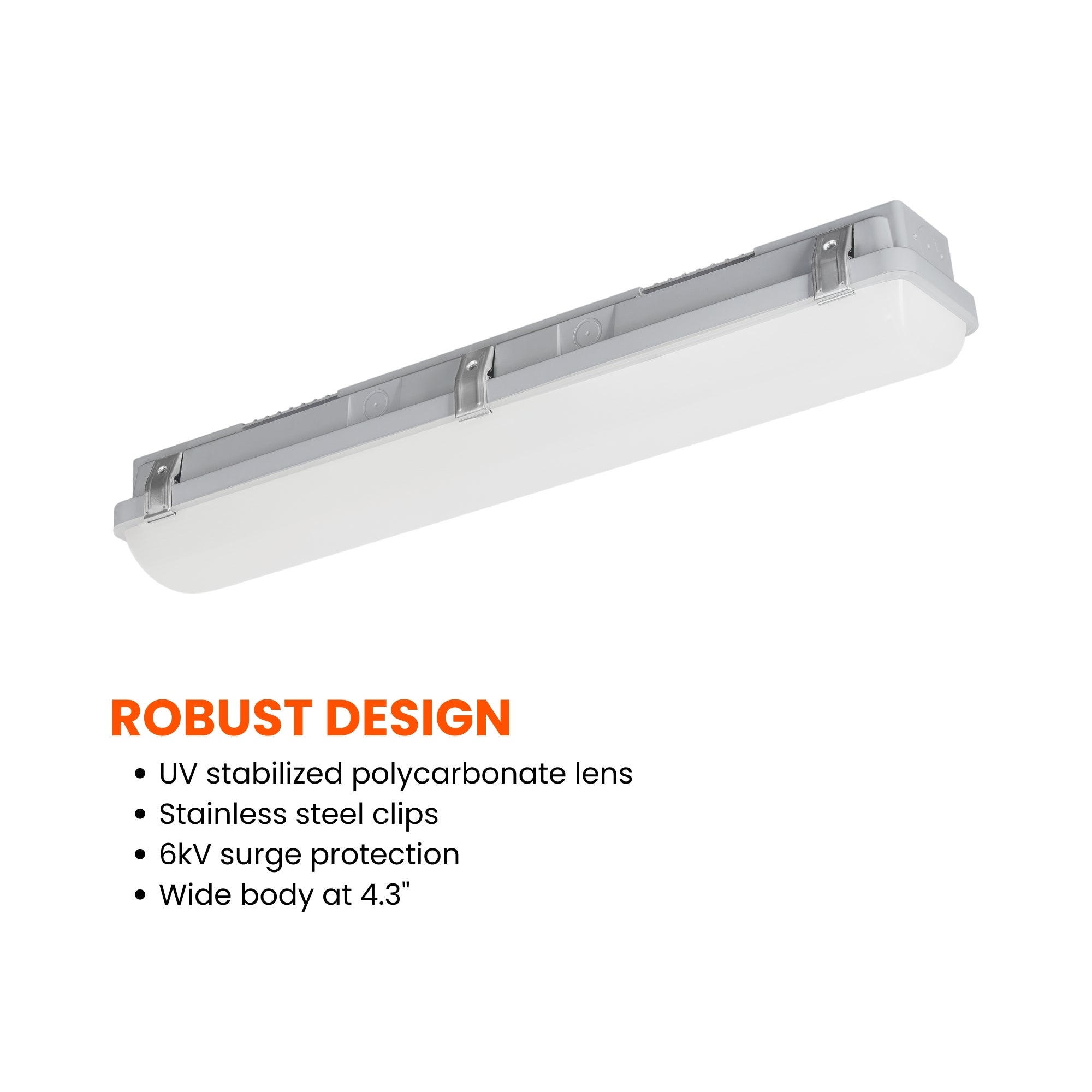 LEDVANCE SYLVANIA 65905 2ft LED Vapor Tight ILT Fixture 15/20/25W Selectable 3500K/4000K/5000K 120–347V Gray