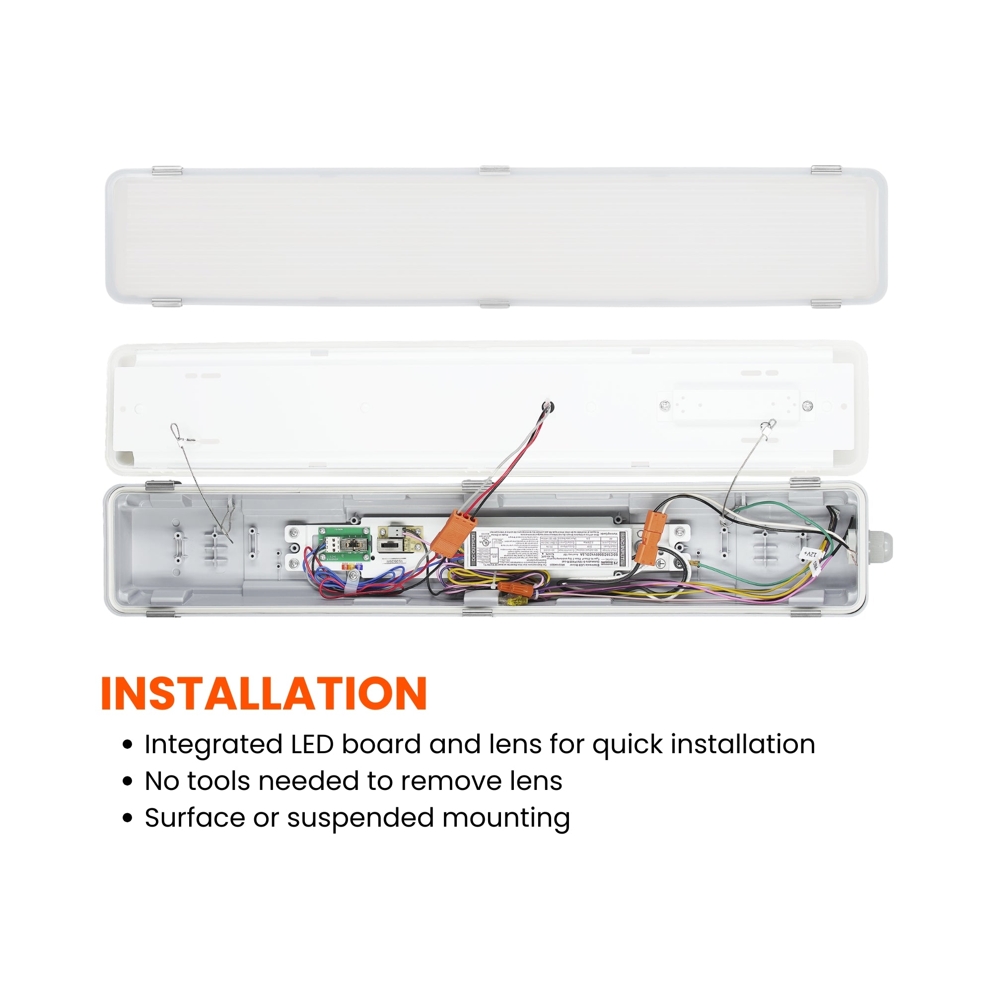 LEDVANCE SYLVANIA 66033 4ft LED Vapor Tight ILT Fixture w/ Emergency Battery 20/30/40/50W Selectable 3500K/4000K/5000K 120-347V Gray