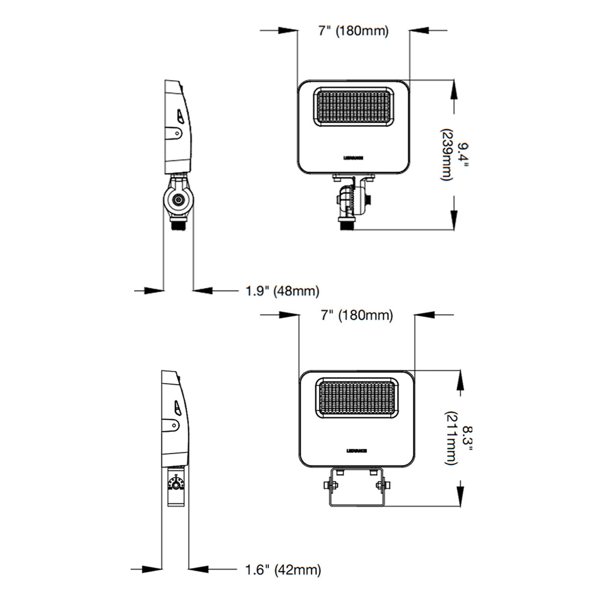 LED Flood Light, 4350 lm, 30W, 30K/40K/50K, Kunckle & Trunnion, 120-347V, Bronze - Bees Lighting