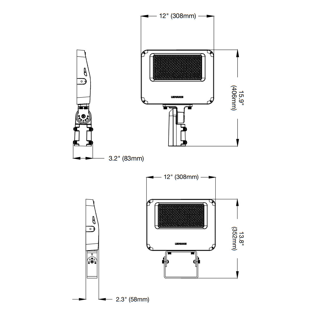 LED Flood Light, 20300 lm, 140W, 30K/40K/50K, Slipfitter & Trunnion, 120-347V, Bronze - Bees Lighting