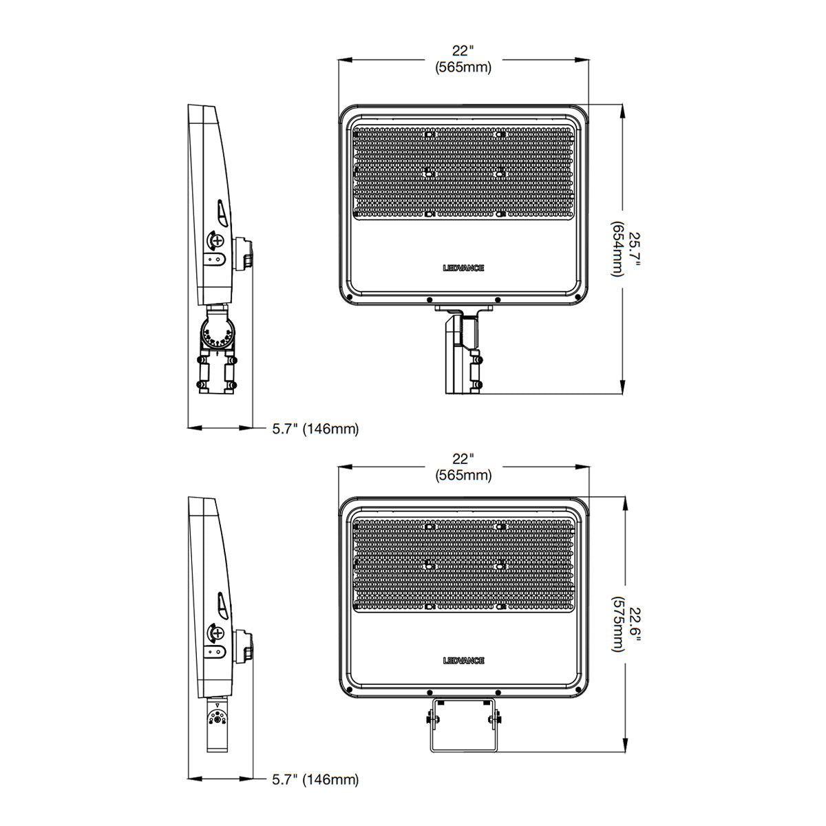 LED Flood Light, 68150 lm, 470W, 30K/40K/50K, Slipfitter & Trunnion, 120-347V, Bronze - Bees Lighting
