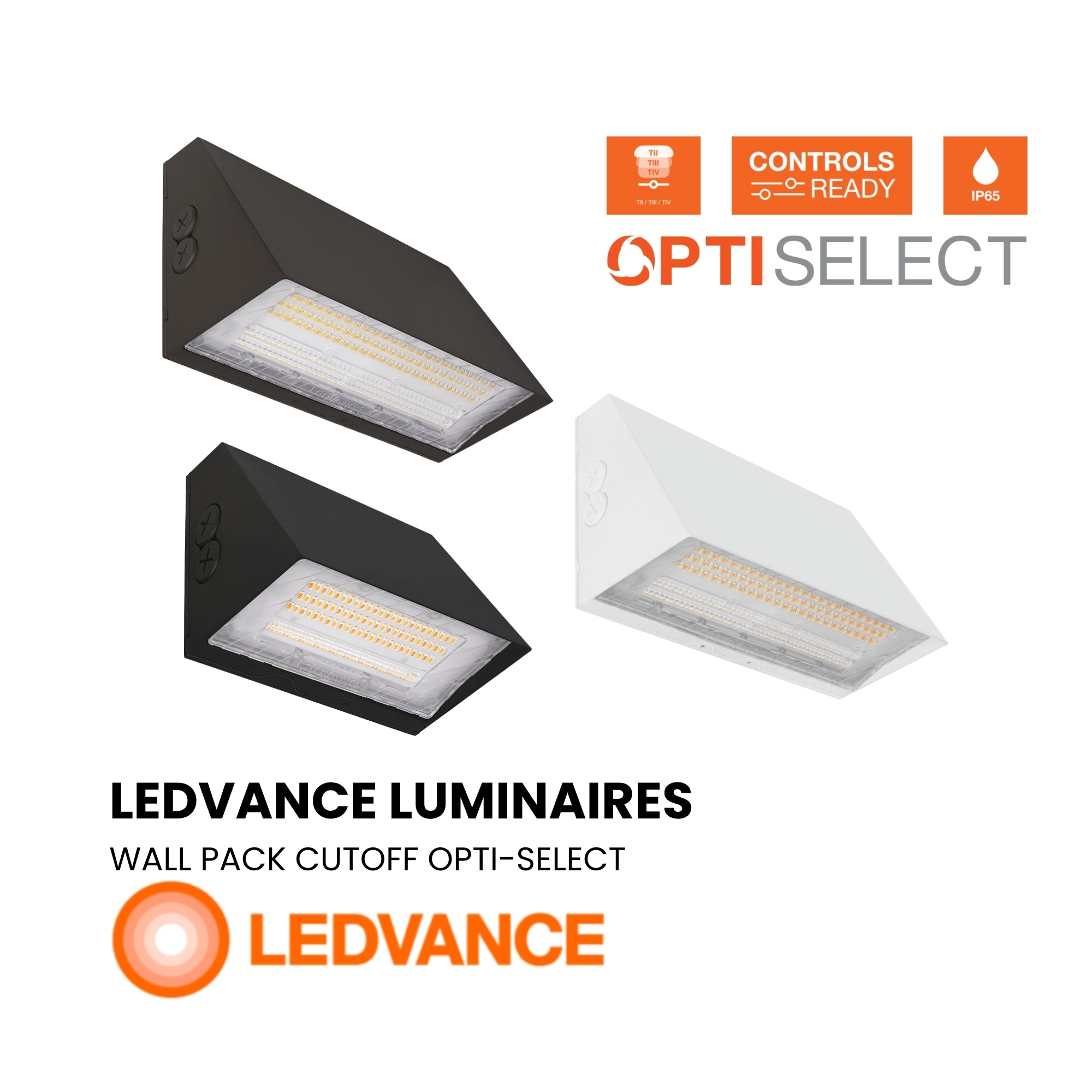 LEDVANCE Sylvania 66384 Opti-Select Full Cutoff Wall Pack 15,000 Lumens Selectable 60W/80W/100W 3000K/4000K/5000K 120-347V Black