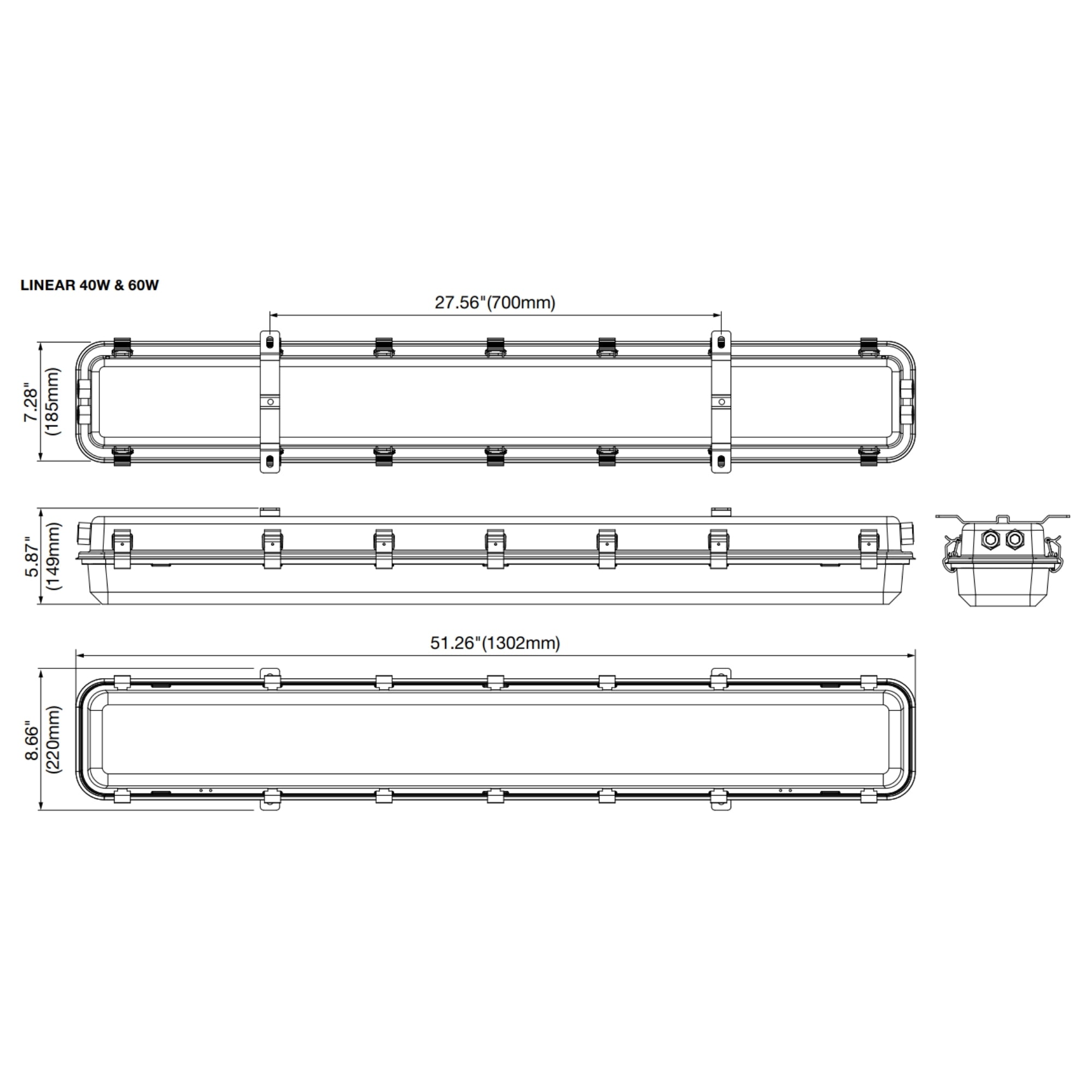 LEDVANCE Sylvania 66814 4FT Hazardous Location Linear 10200 Lumens 60W 5000K 277-480V White