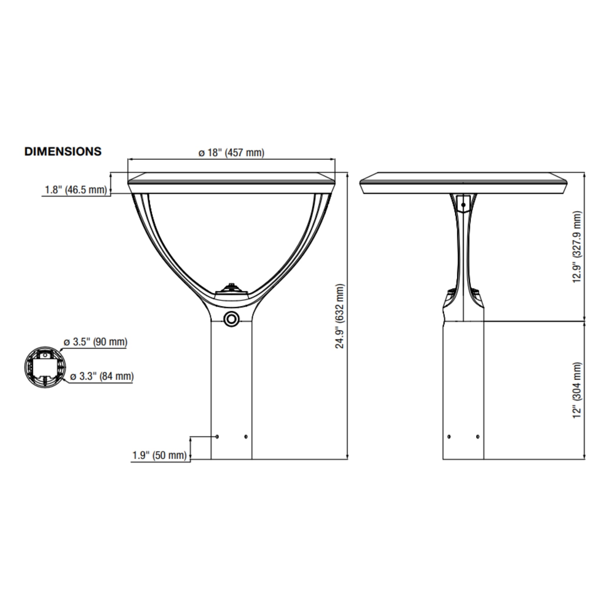 LEDVANCE Sylvania 66966 Post Top Opti-Select 19,500 Lumens Selectable 50/80/100/130W 3000K/4000K/5000K 120-347V Silver