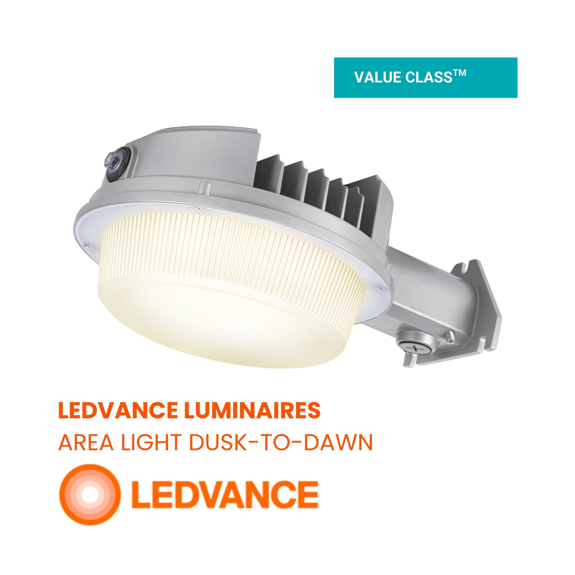 LEDVANCE Sylvania 67349 Area Light Dusk-to-Dawn 7,800 Lumens Selectable 21W/31W/52W Selectable CCT 120-277V Pole/Wall Mount Gray