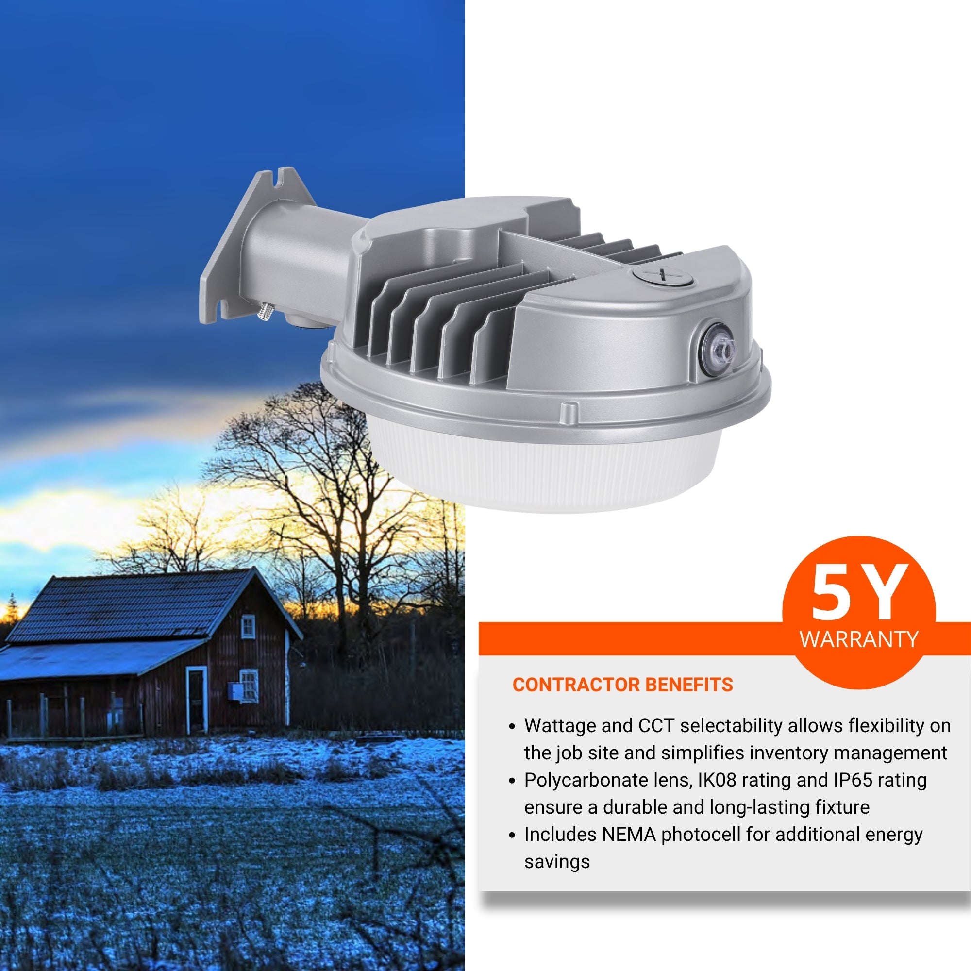 LEDVANCE Sylvania 67349 Area Light Dusk-to-Dawn 7,800 Lumens Selectable 21W/31W/52W Selectable CCT 120-277V Pole/Wall Mount Gray