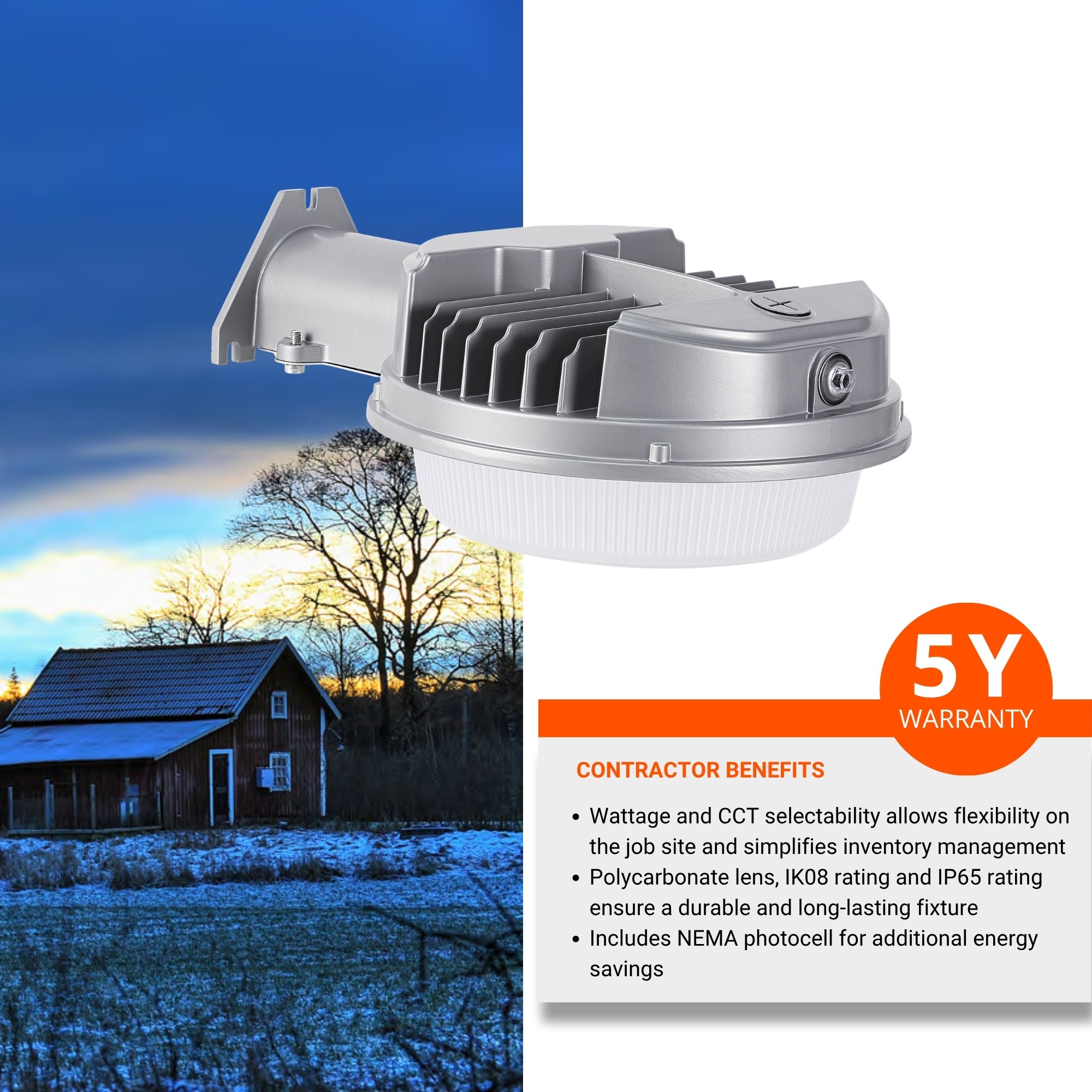 LEDVANCE Sylvania 67350 Area Light Dusk-to-Dawn 15,000 Lumens Selectable 40W/60W/80W/100W Selectable CCT 120-277V Pole/Wall Mount Gray