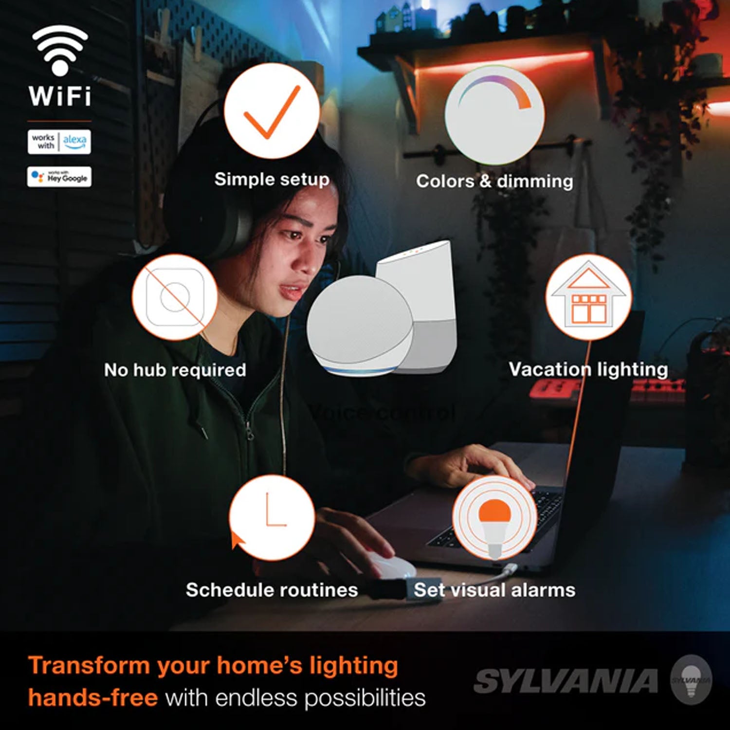 Sylvania 6.5Ft Smart LED light Strip Starter Kit, RGB+Tunable White 2700K to 6500K - Bees Lighting