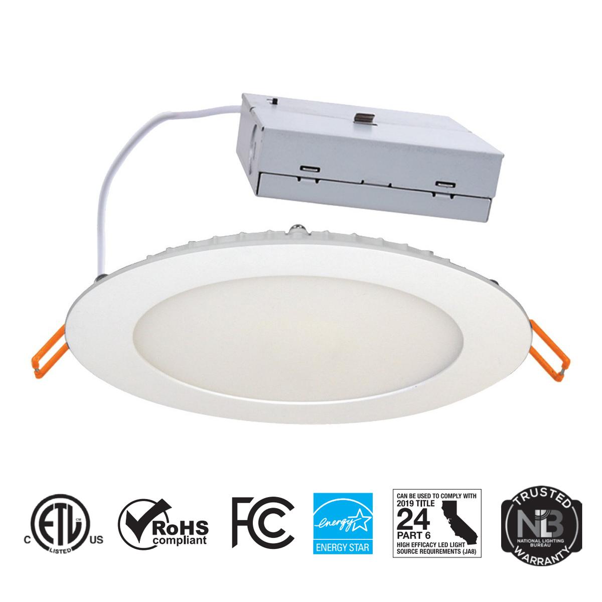 Microdisk LightShield Ultra Slim Canless LED Recessed Light, 6 Inch, 16 Watt, 800 Lumens, Selectable CCT, 2700K to 5000K