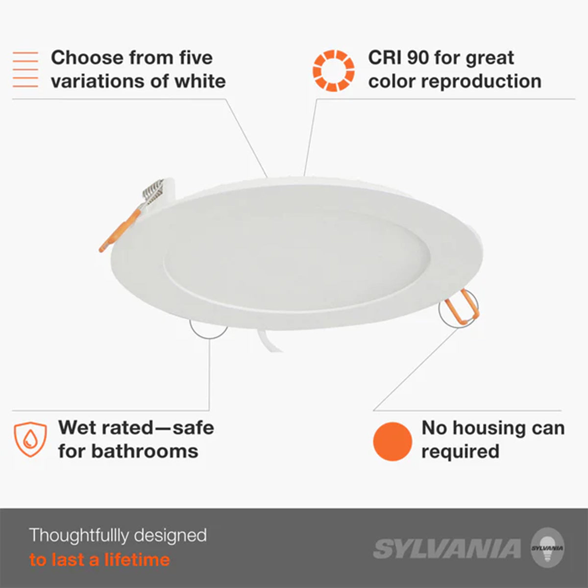 Microdisk 6" LED Canless Downlight, 800 Lumens, 5-CCT, 120V - Bees Lighting