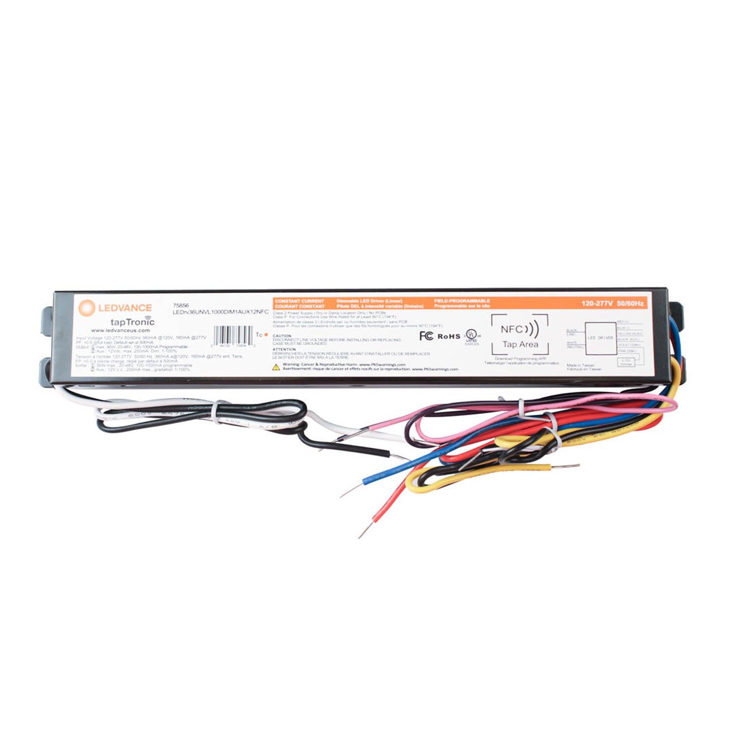 tapTronic Linear NFC LED Driver, 36W, 100-1000mA, 20-48 VDC, 120-277V - Bees Lighting