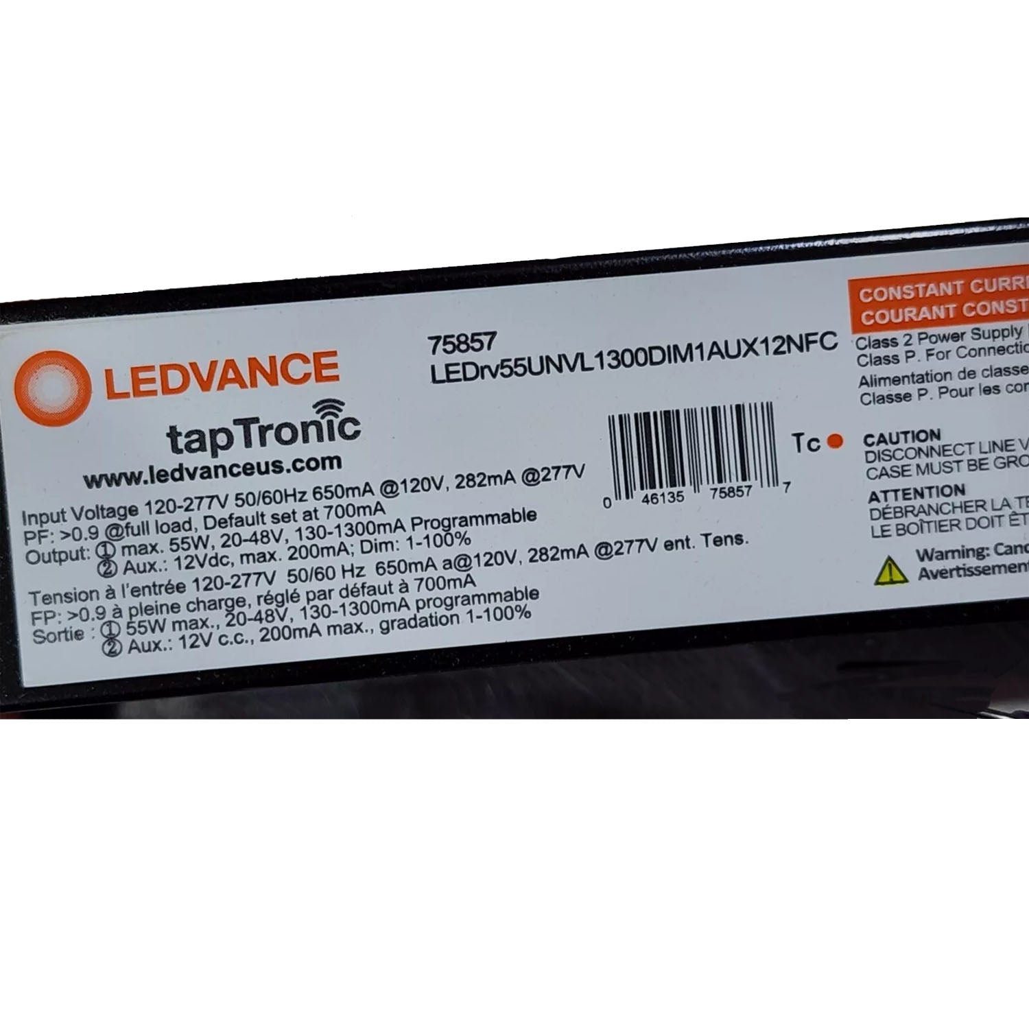 tapTronic Linear NFC LED Driver, 55W, 130-1300mA, 20-48 VDC, 120-277V - Bees Lighting