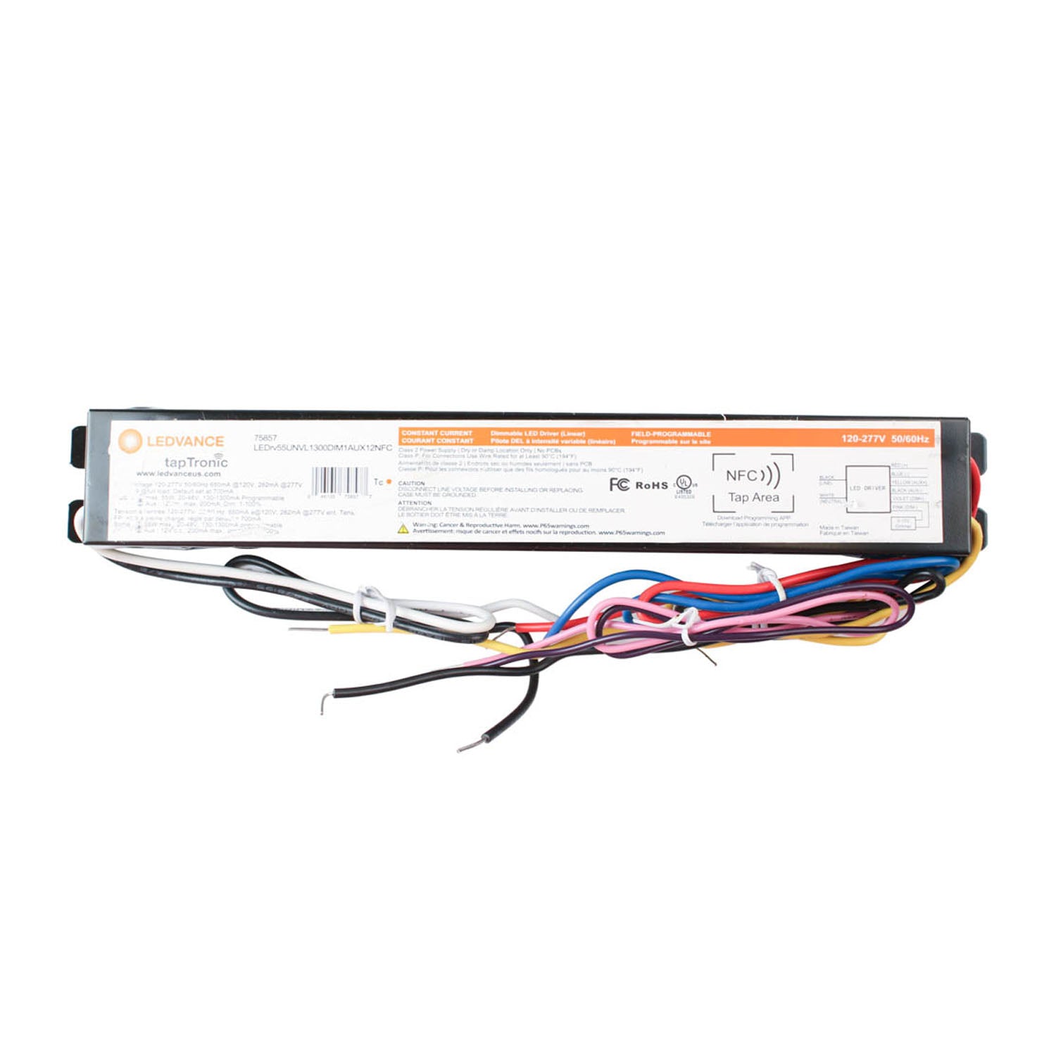 tapTronic Linear NFC LED Driver, 55W, 130-1300mA, 20-48 VDC, 120-277V - Bees Lighting