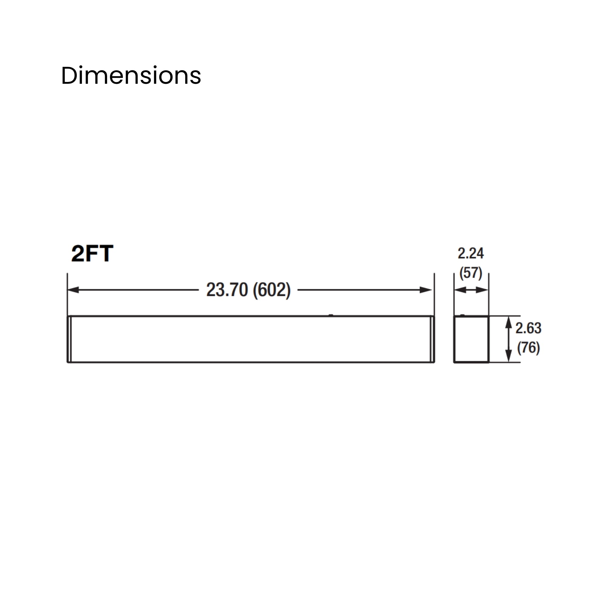 2ft LED Linear Light, 24W, 2400lm, 30K/35K/40K, 120-277V, Pendant Mount