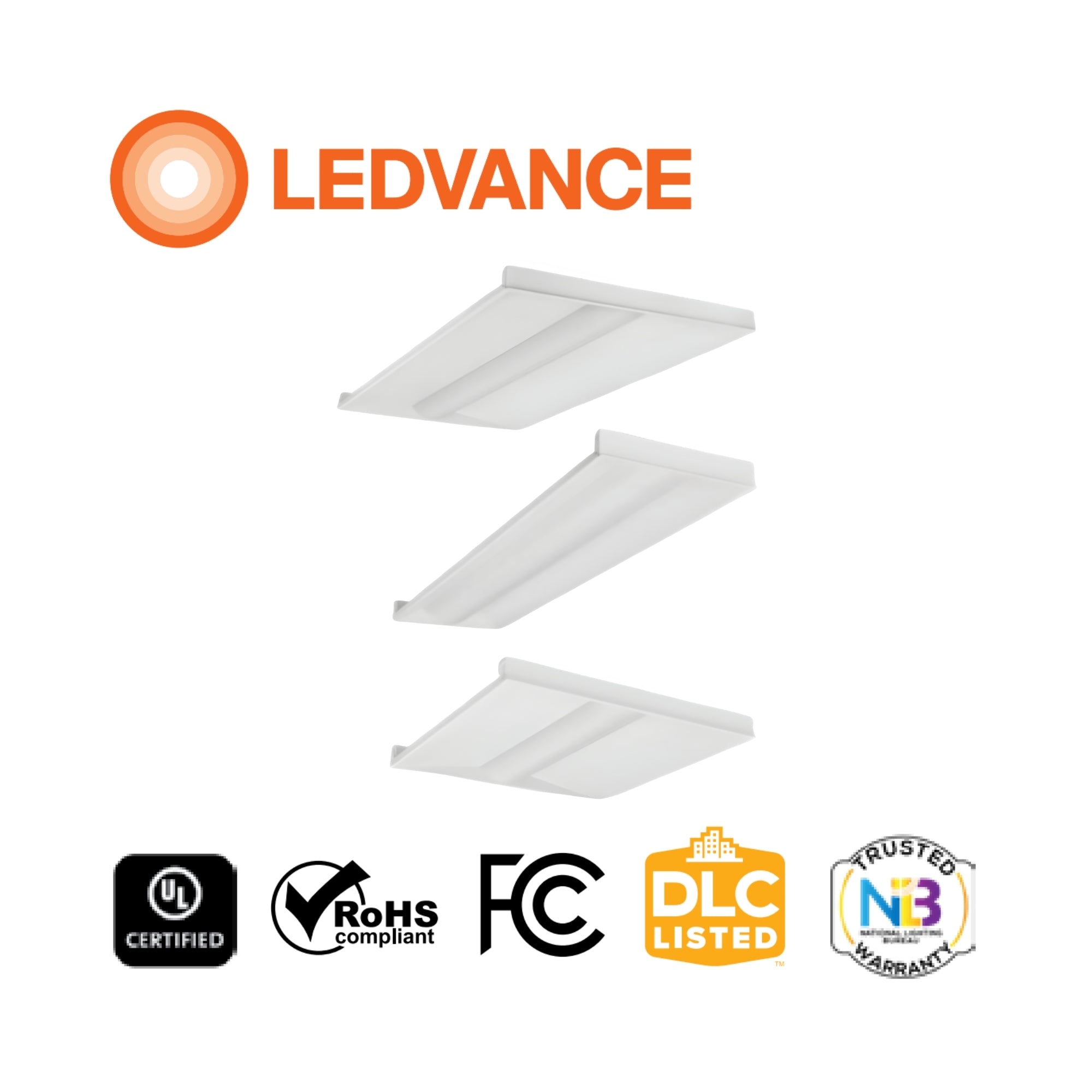 2x2 LED Troffer Light, 4000 Lumens, 32W, 35K/40K/50K, 120-347V, Battery Backup