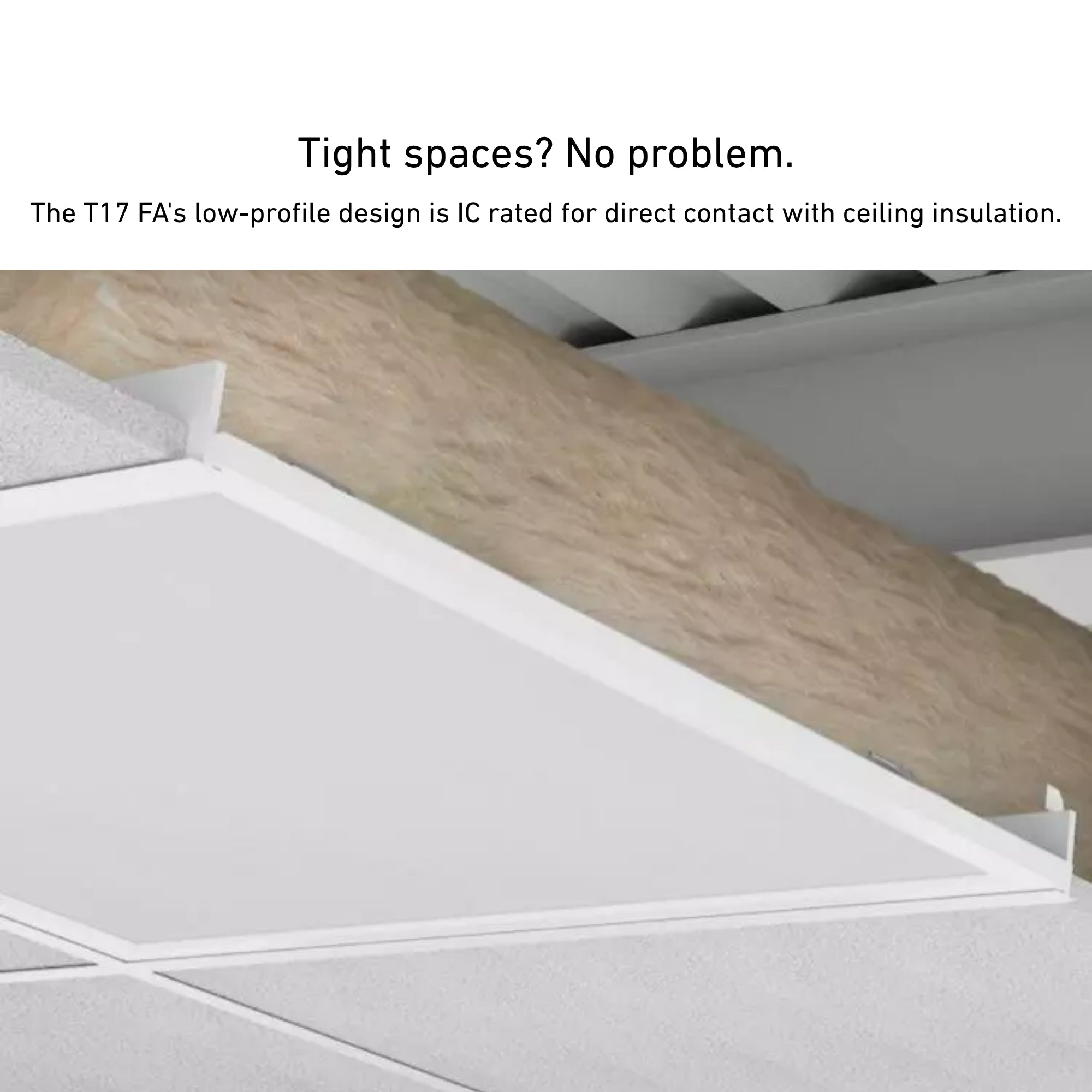 RAB T17FA-1X4/E 1x4 LED Troffer 5142 Lumens 40W Selectable CCT 120-277V Battery Backup Recessed White