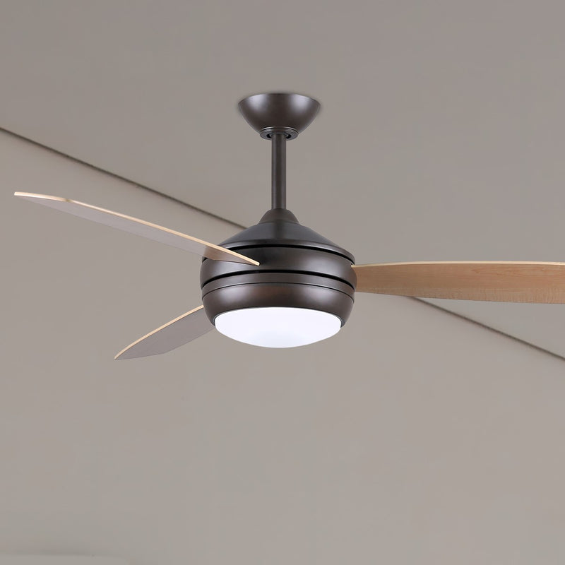 T-24 52 Inch Propeller Textured Bronze Ceiling Fan With Light And Wall Control