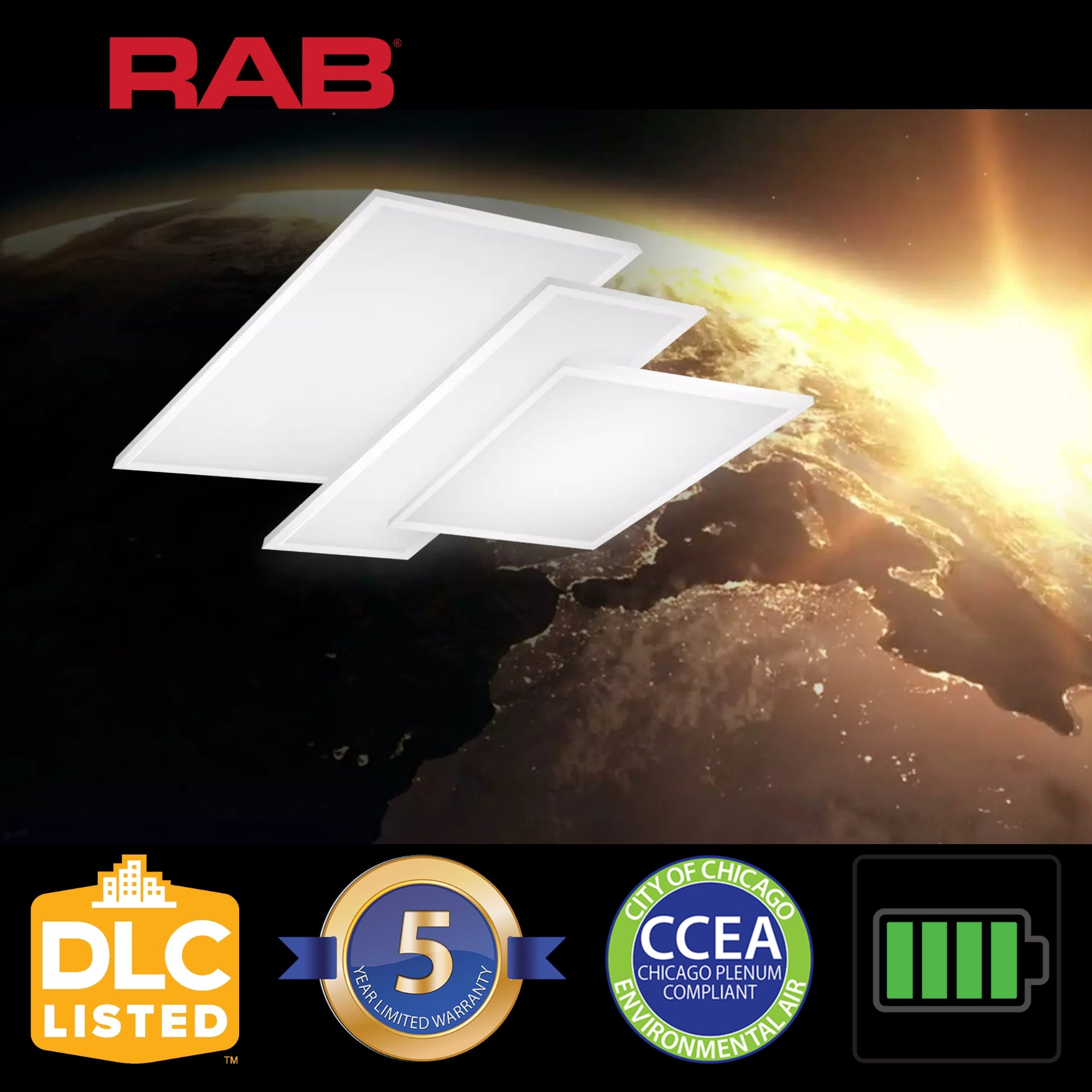 1x4 LED Flat Panel Light, 4100 Lumens, 40W, 35K/40K/50K, 120/277V, Battery Included
