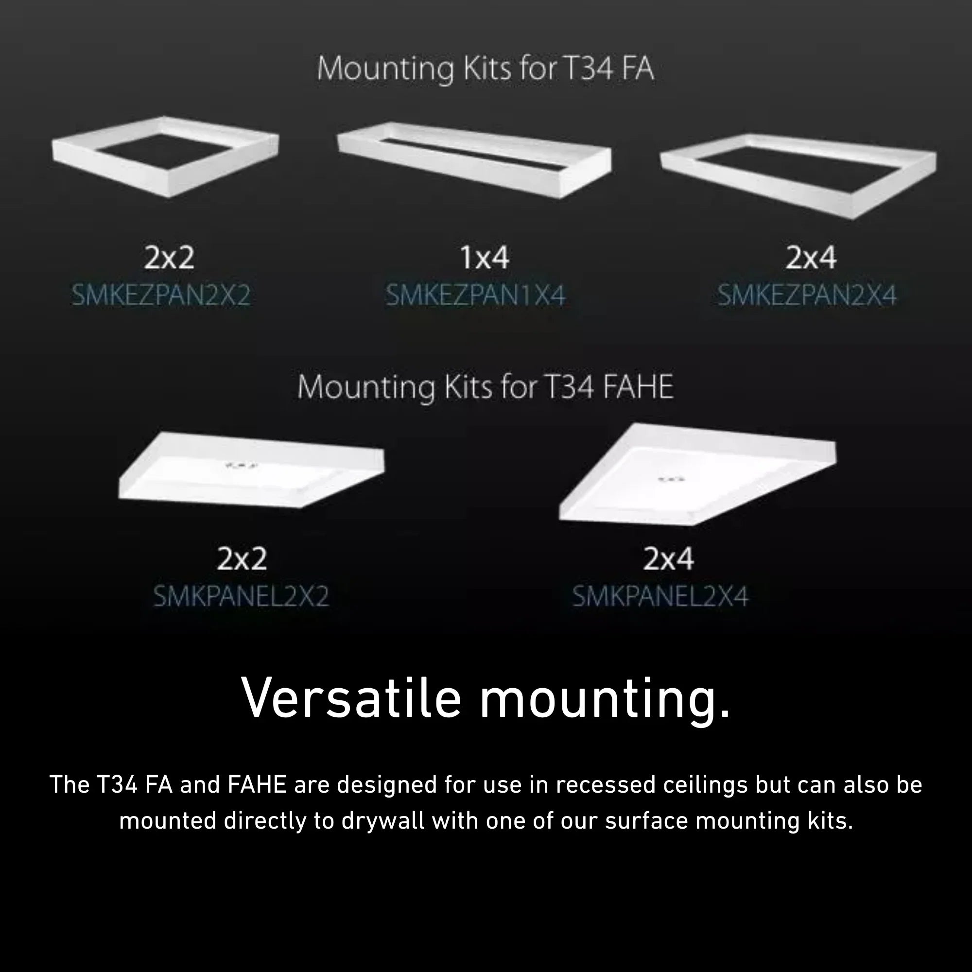 RAB T34FA-2X4-E LED Flat Panel Light - 6,027 Lumens, 50W, Selectable 3500K/4000K/5000K, 120-277V, Battery Backup