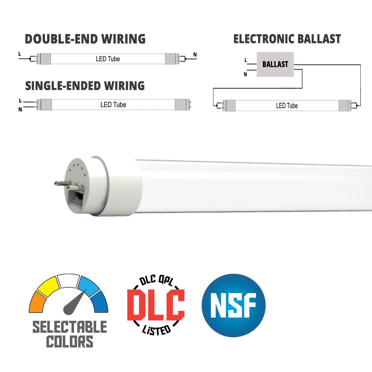 4ft LED T8 Tube, 15W, 2200 Lm, Selectable CCT, Type A+B, 25-Pack - Bees Lighting