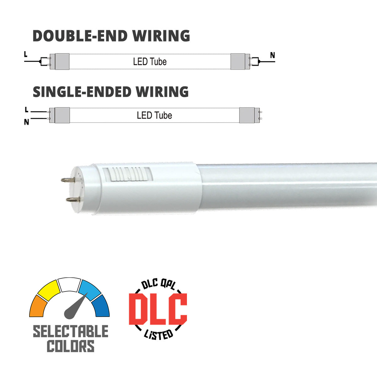 2ft LED T8 Tube, 7W, 940 Lm, 3000K to 6500K, Ballast Bypass, 25-Pack - Bees Lighting
