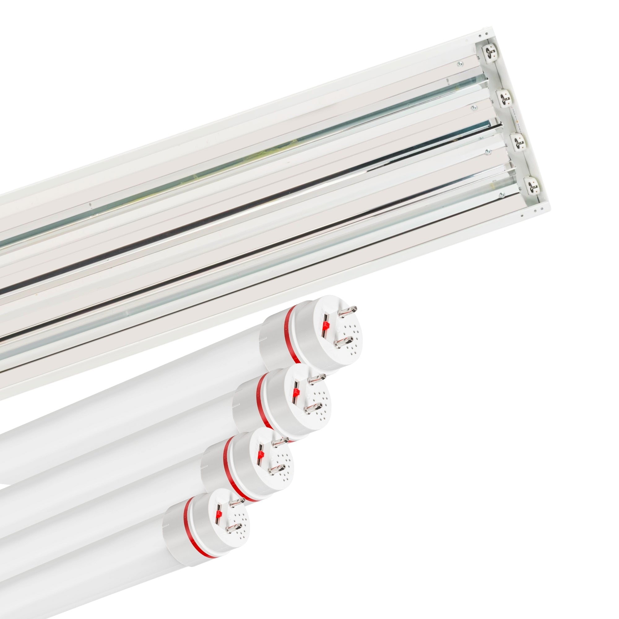 4ft LED Shop Light High Bay with 4 T8 LED Tubes, 8000 Lumens, Ballast-Free