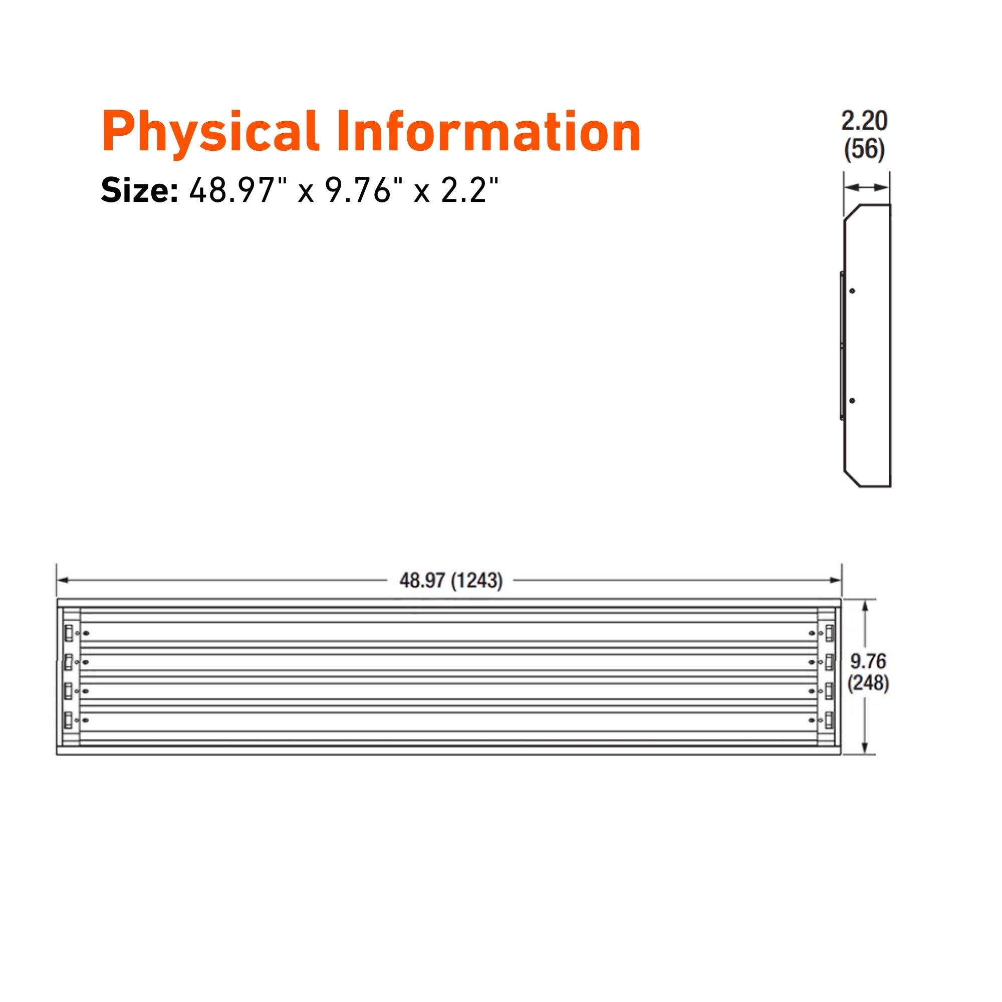 4ft LED Shop Light High Bay with 4 T8 LED Tubes, 8000 Lumens, Ballast-Free