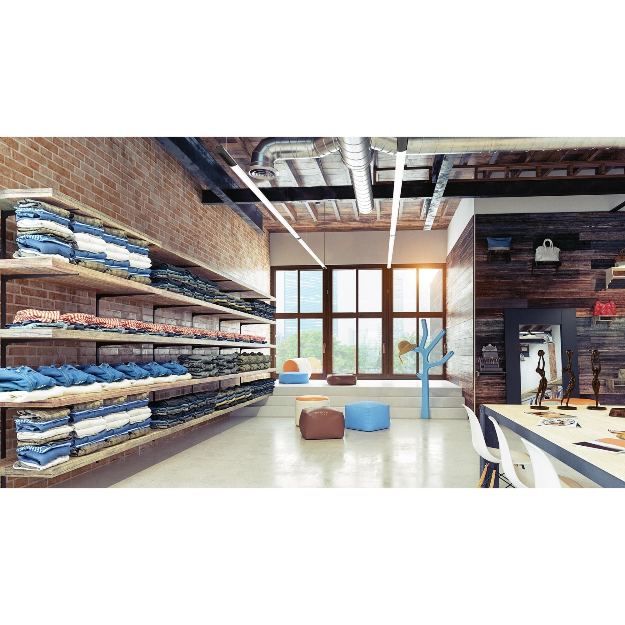 4ft LED Shop Light Strip Fixture with 2 T8 LED Tubes, 4000 Lumens, Ballast-Free