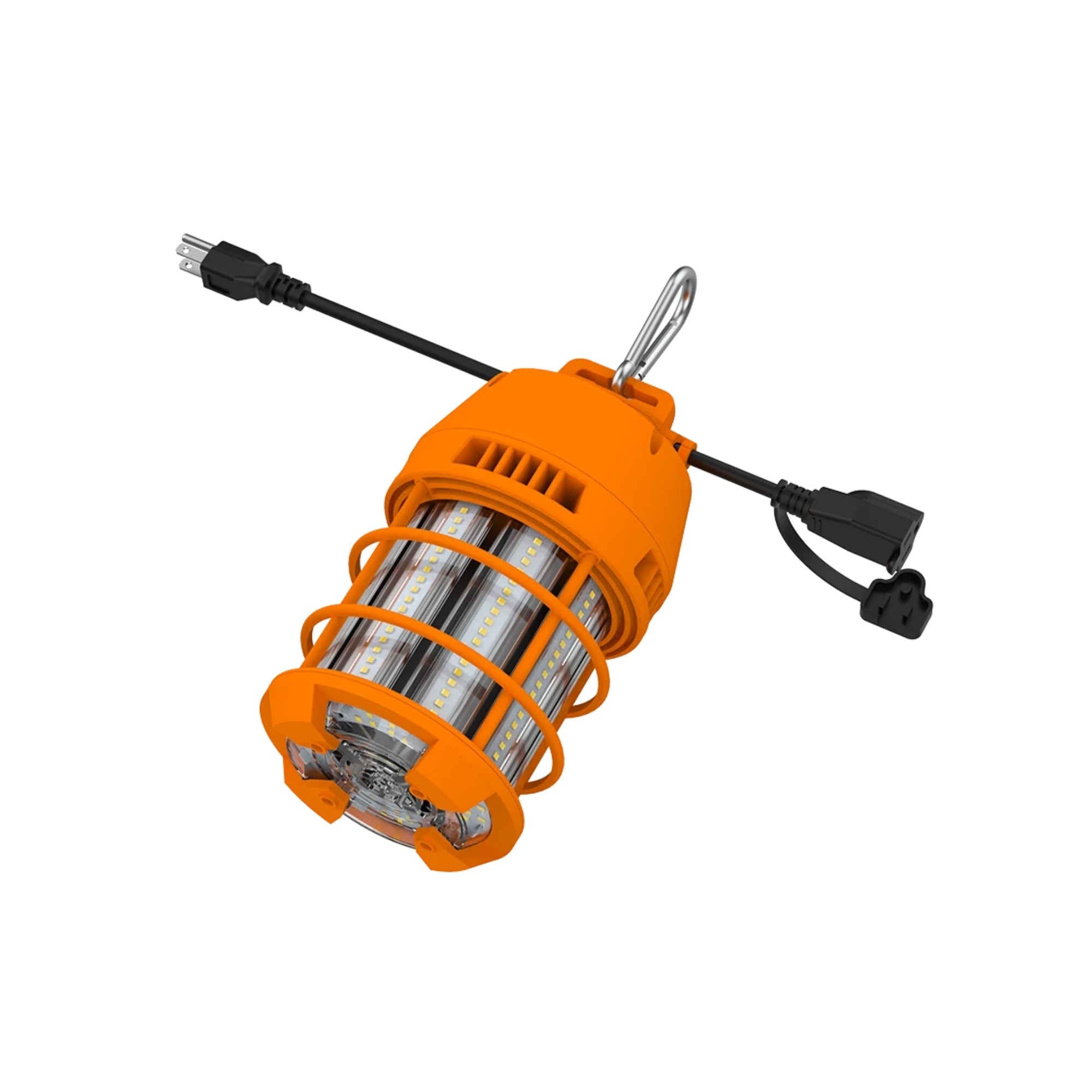RAB TEMP17 LED Temporary Work Light 12000lm 100W 5000K 120V Carabiner Mount Construction Orange