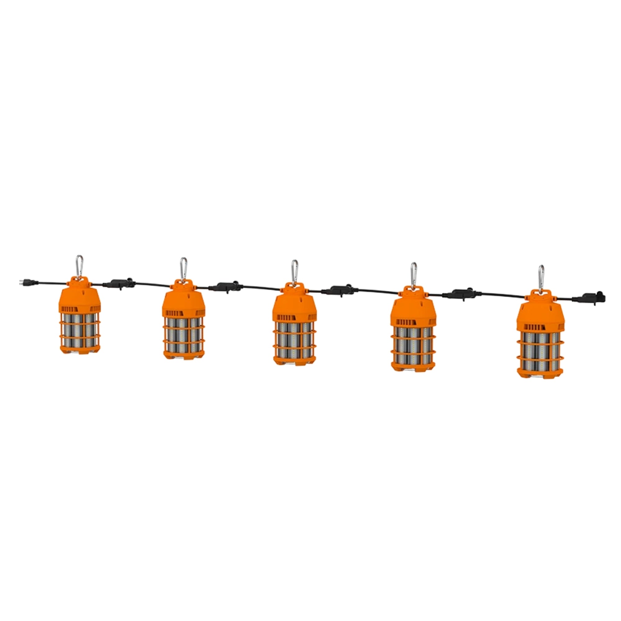 RAB TEMP17 LED Temporary Work Light 12000lm 100W 5000K 120V Carabiner Mount Construction Orange
