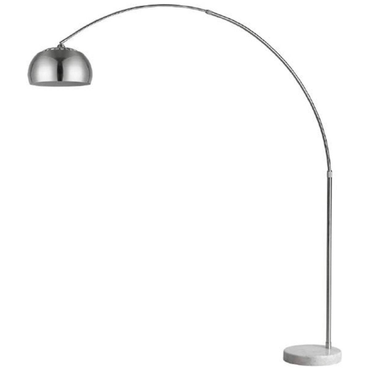 Mid Arc 1 Light Adjustable Floor Lamp White Marble Base with Brushed Nickel Finish