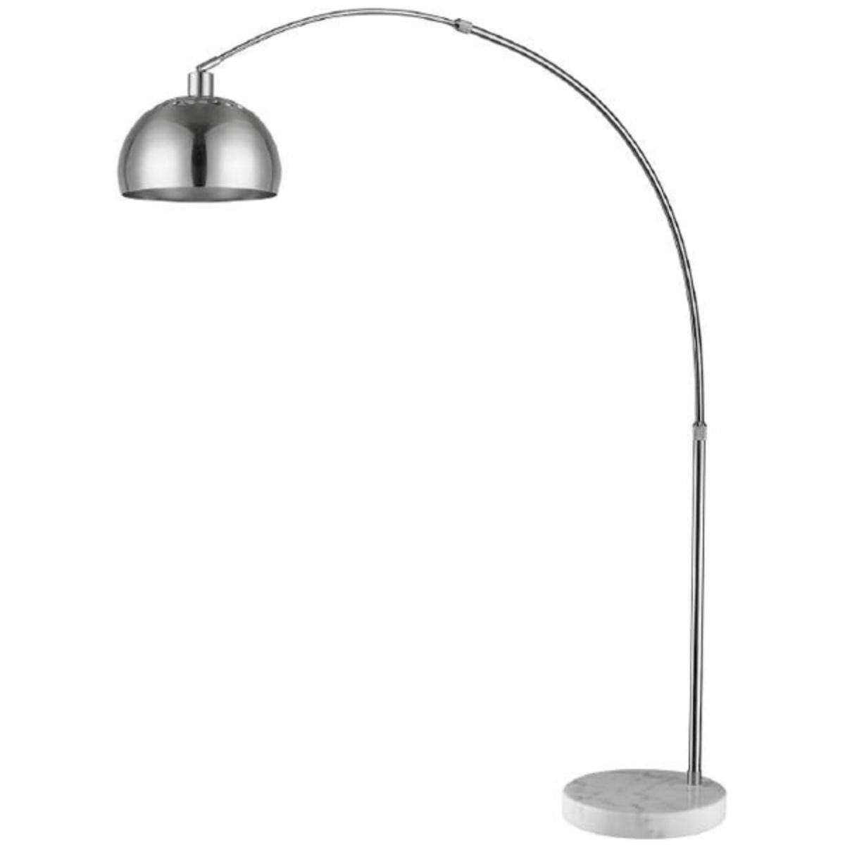 Mid Arc 1 Light Adjustable Floor Lamp White Marble Base with Brushed Nickel Finish