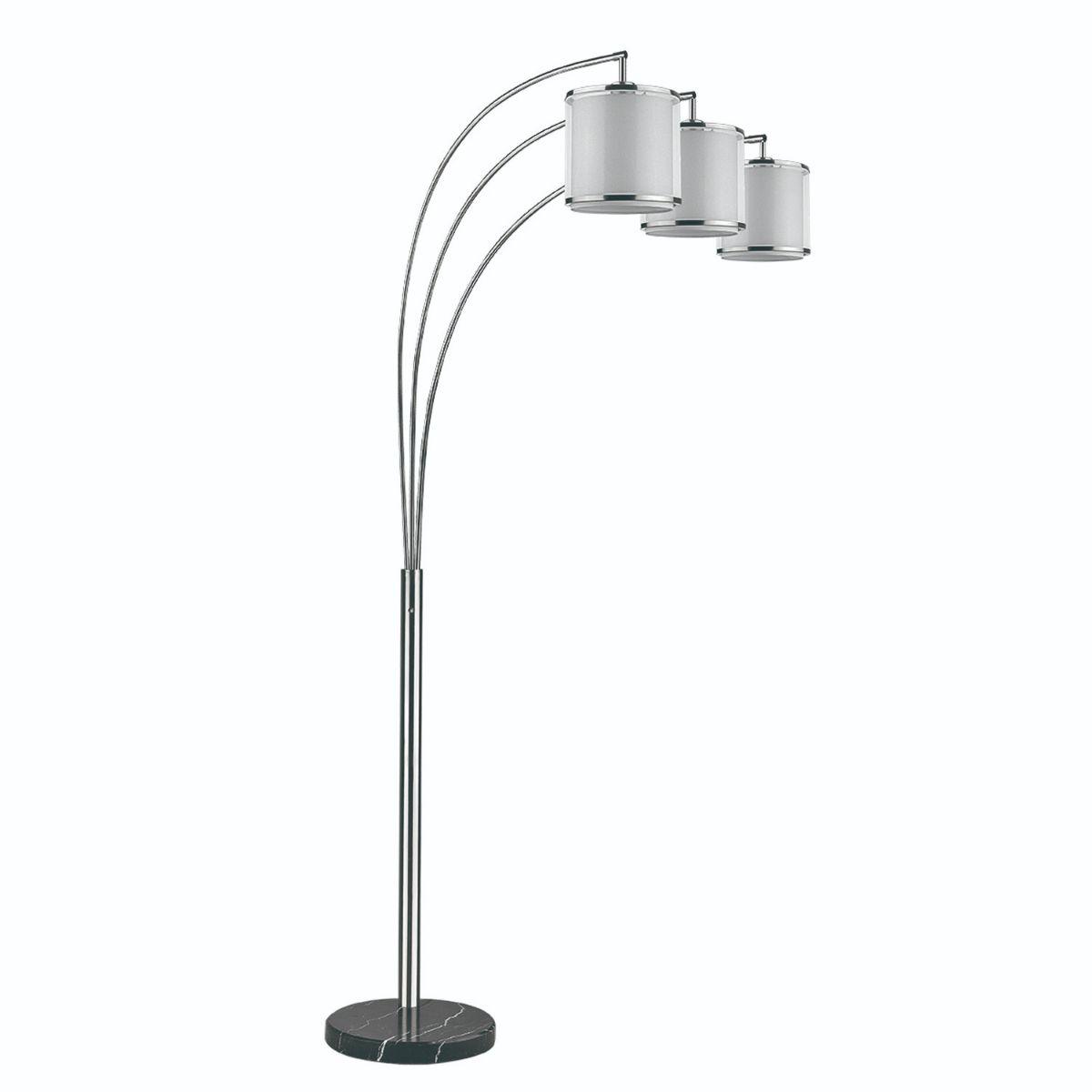 Lux 3 Lights Adjustable Tree Floor Lamp Black Marble Base with Brushed Nickel Finish